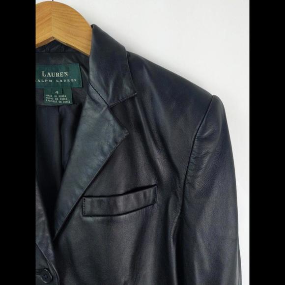 [SOLD] NWT VTG LAUREN RALPH LAUREN Sz 4 Leather Blazer Jacket Deadstock - Picture 2 of 6